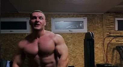 Pro IFBB Russian Butt BB Romeo Tiny Red Thong Glutes Workout