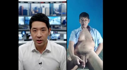 Asian Journalist Exposed showing big cock and cum