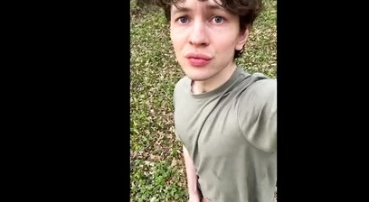 Sexy Twink Plays Risky With His Huge Veiny Cock In The Woods