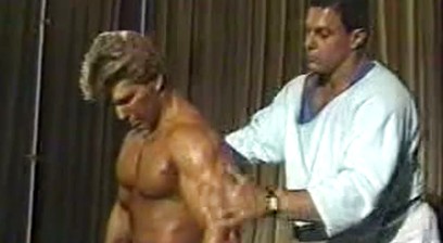 George Maiorano Lifting Weights, Getting Oiled Up And Posing