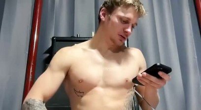 Hot Fit Blond Guy With Anal Toy Jerks-off and Cums