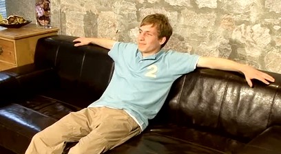Preppy UK twink hot solo jerking off