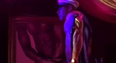 Muscular Guy Stripping Out Of A Police Uniform @ A Gay Strip Club