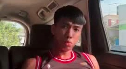 Thai guy jerks off in the car