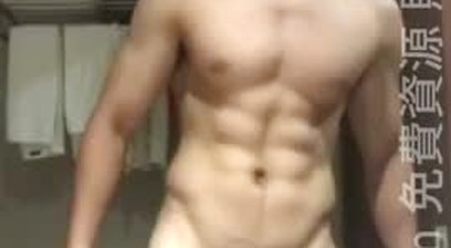 Chinese gym guy cumshot