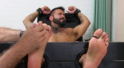 Handsome Bearded Hunk Bound for Kinky Body and Feet Tickling