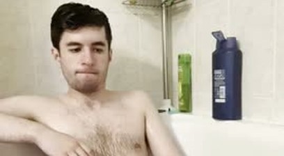 young guy jerks off in bathroom