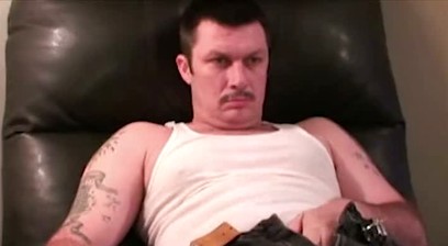 Amateur dude with mustache strokes his hard cock for us