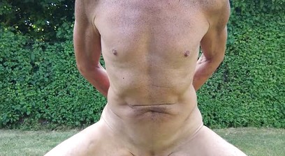 servenaked in peniscage fucks himself outdoor with a long dildo bulge his belly button