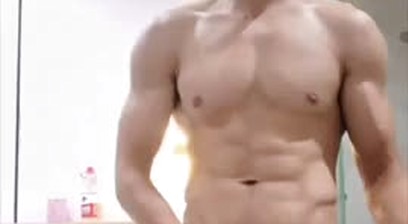 Chinese gym guy cumshot