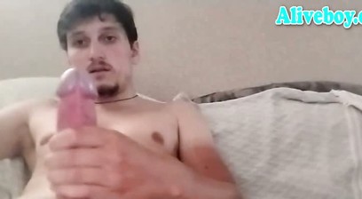 slim germany guy jerks off his huge cock on webcam