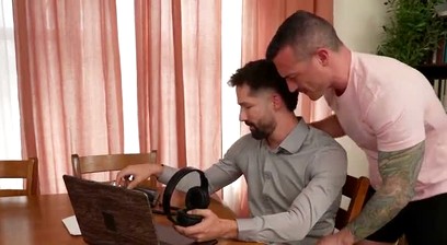 CHAOS MEN - Bearded Stud Eddie Scolds His Tatted Boyfriend - Then Fucks Him Senseless After the Call