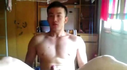 Chinese athletic guy cumshot