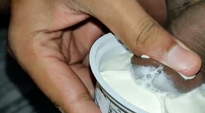 Vanilla ice Cream on my big shaved cock in Bangalore
