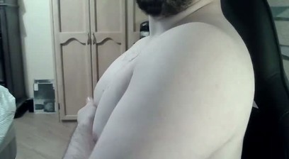 Muscular jock flexes on cam
