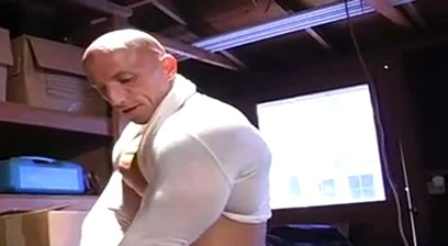 Johnny Cruise In A Warehouse Stripping And Then Flexing and Posing