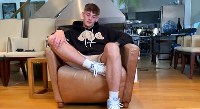 Straight Young Rugby Player Shows off his Lean Muscles & Big Hard Uncut Cock!