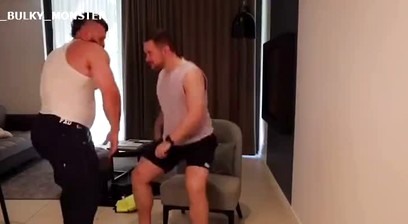 Guy Stripping Out Of A Cop Uniform and Giving A Client A Lap Dance