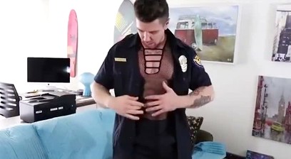 Trenton Ducati Stripping Out Of A Police Uniform And Then Jacking Off