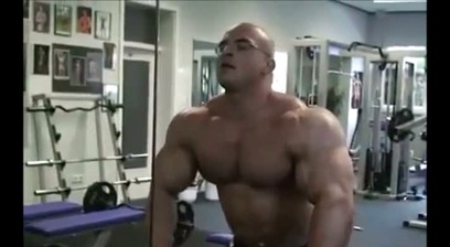 Manuel Bauer Flexing and Posing and Lifting Weights