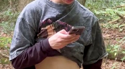 shy boy masturbating outdoors
