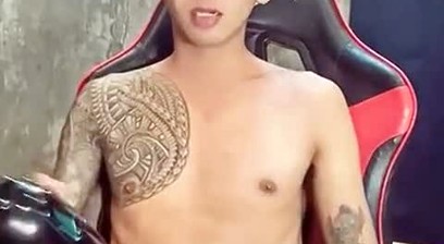 Pinoy Horny Inked Twink Playing with His Masturbator Toy