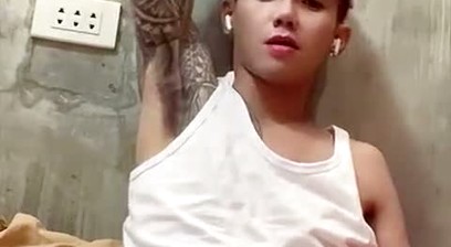 Inked Boy Nipple Tease, Jerking Off, and Cumming