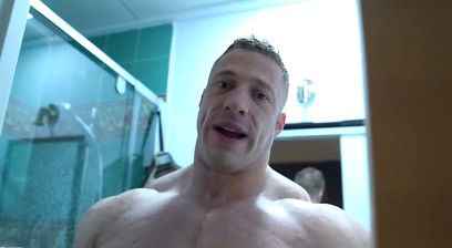 Tim Budesheim Sexy Posing, Showering, and Applying Tanner