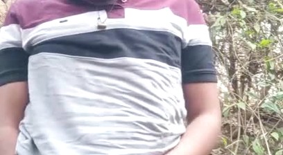 Music liquid peeing in forest alone