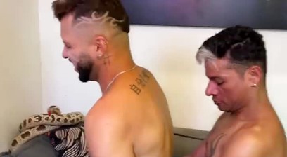 Bareback sex with partner swapping between well-endowed amateurs.