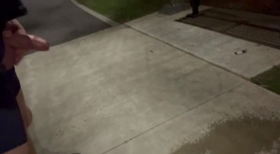 Straight guy is flashing his uncut cock in public flashing.