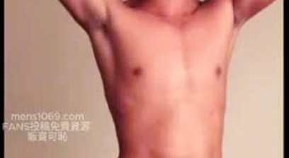 Chinese gym fit man solo cumshot