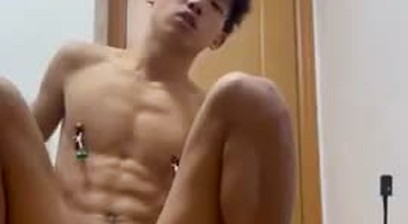 cute slave Jia fuckes himself