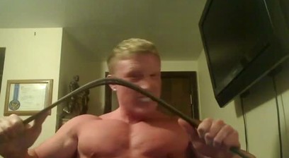 Hot Bodybuilder Flexing Posing and Bending A Bar
