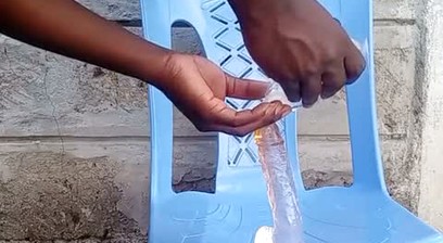 Big black ass bottom riding his dildo outside